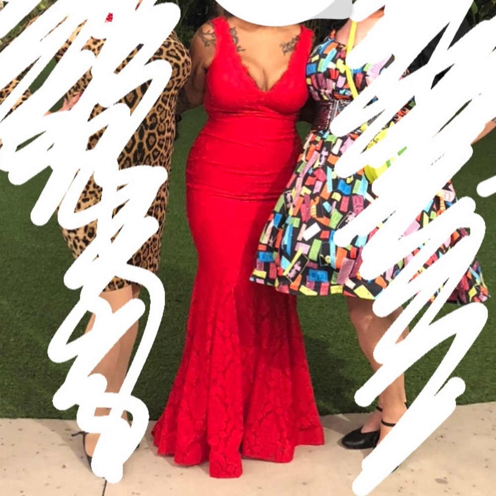 Betsy & Adam Red Lace Dress — size 14
